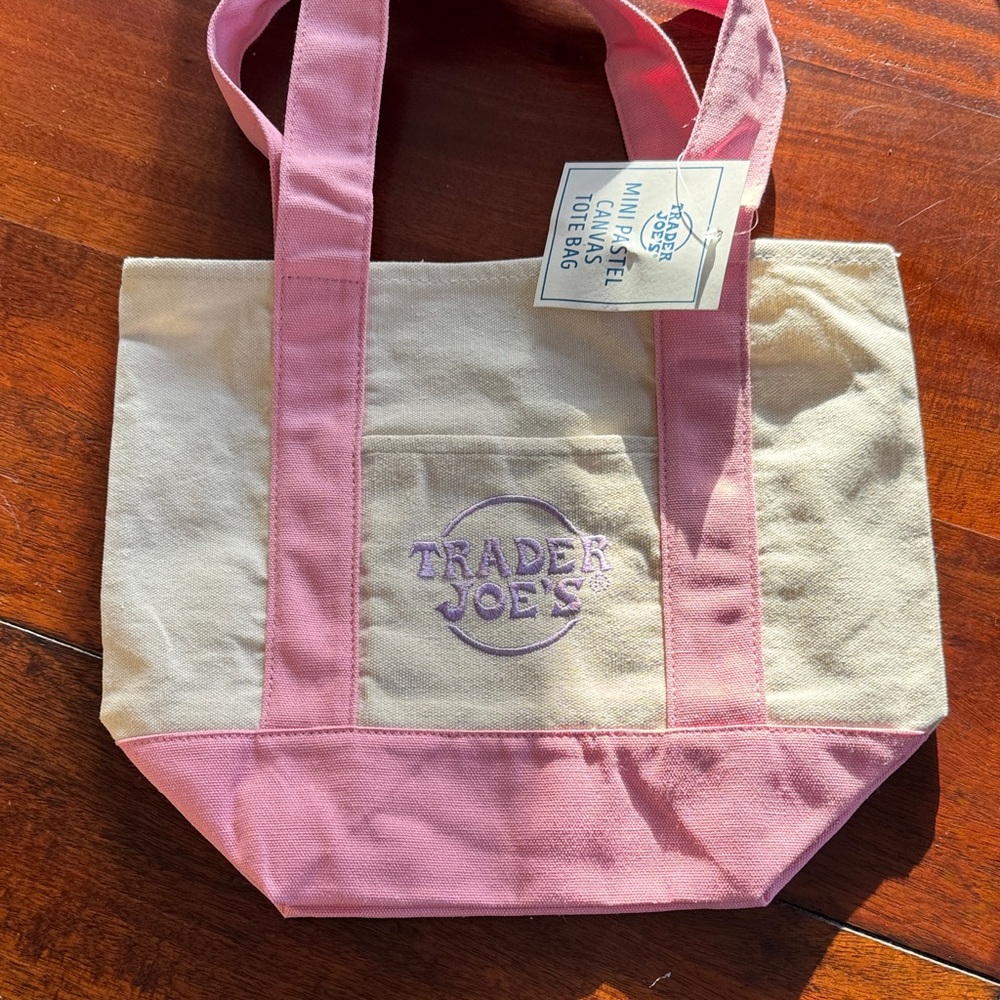 NWT TRADER JOES MINI PASTEL TOTE BAG